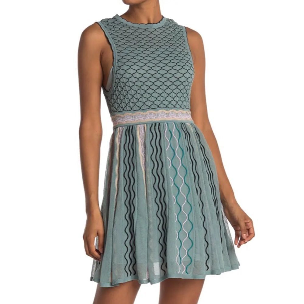 Missoni texture fit and flare dress stretch, figure flattering designer dress